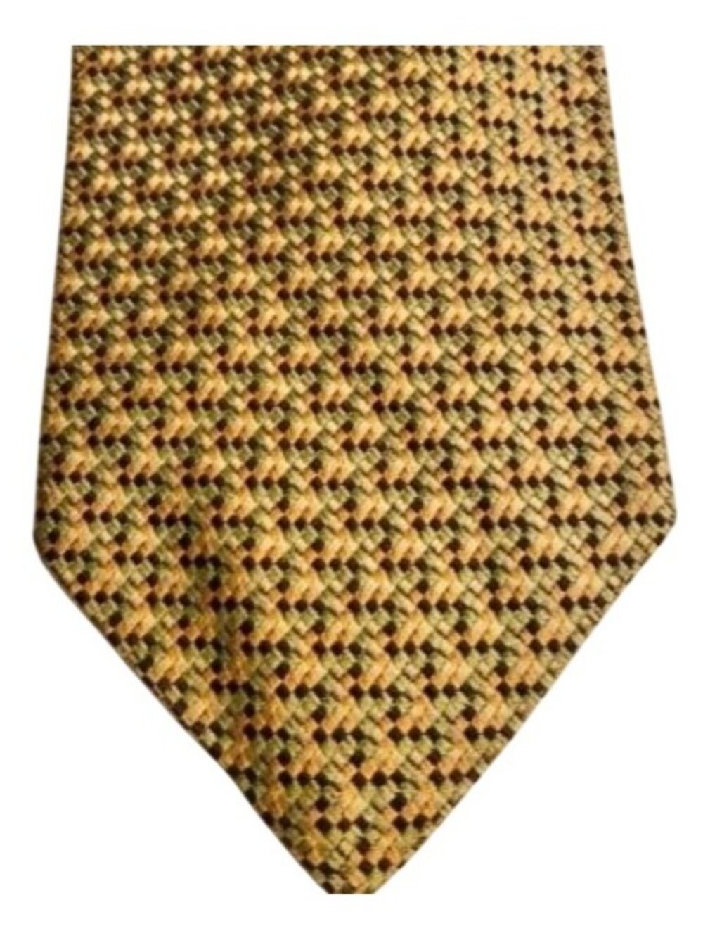 CHRISTIAN DIOR 100% Italian Silk Men's Tie in yellows greens cream and black - Picture 2 of 5